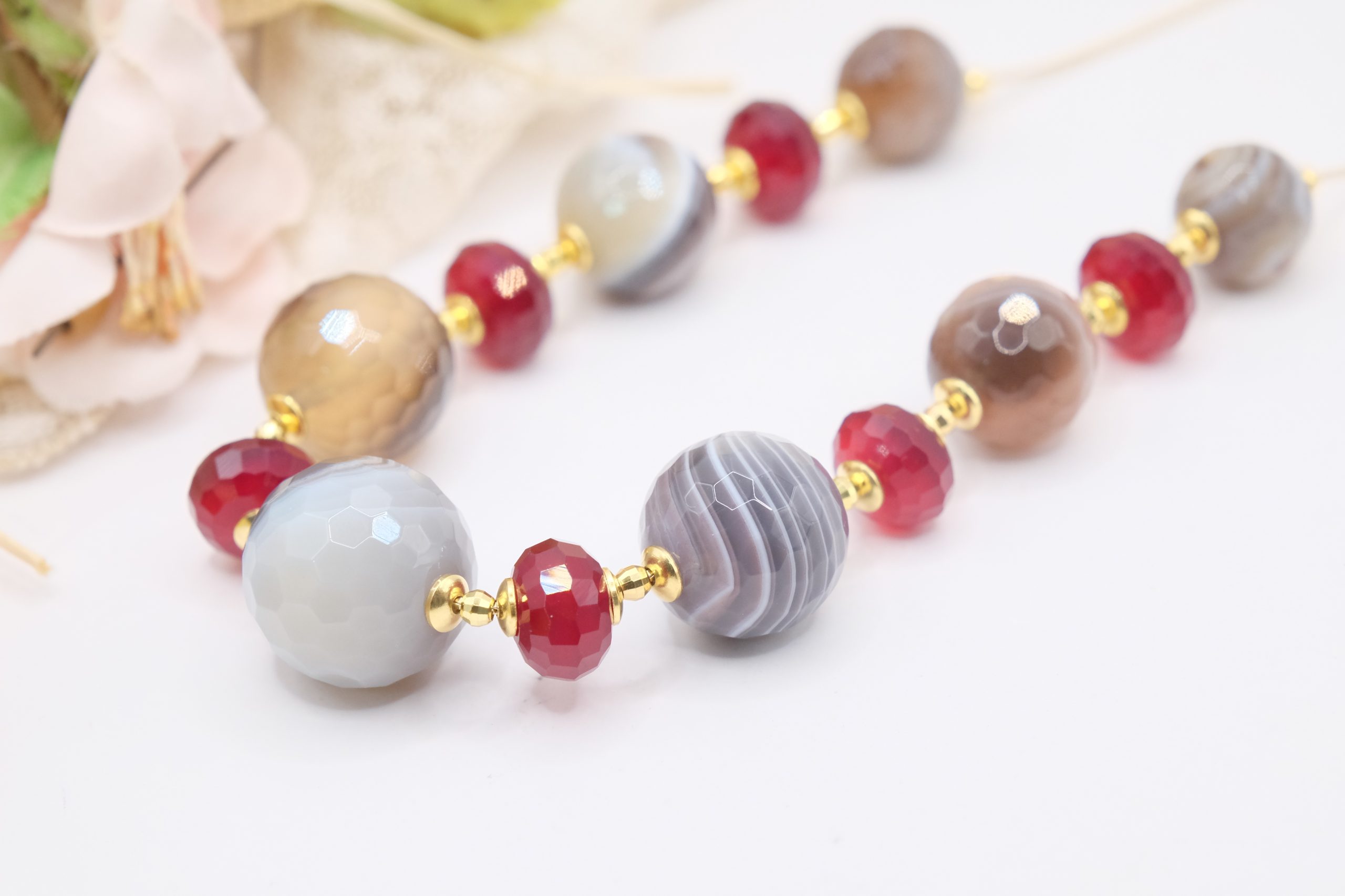 COLLANA A SCORRIMENTO AGATA BOTSWANA GIADA BORGOGNA ARGENTO 925 DORATO 1 (1)