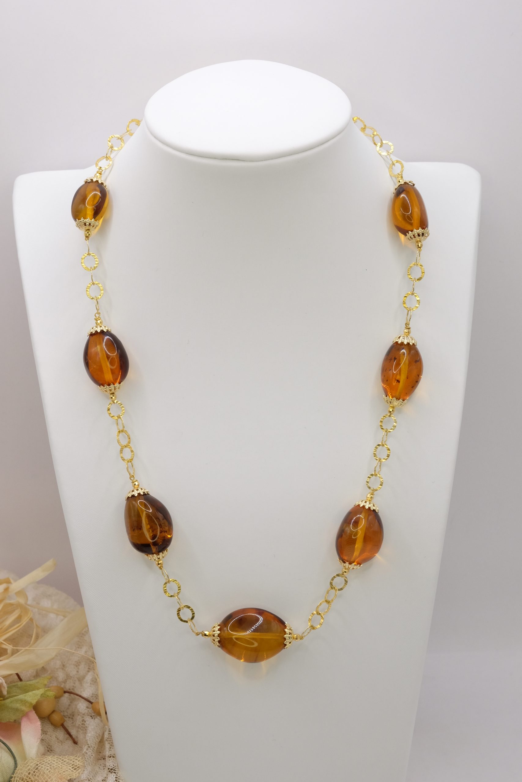 COLLANA ARTIGIANALE ARGENTO 925 AMBRA DEL BALTICO