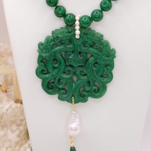 Collana Giada Verde Pietre Perle Naturali Mandala Giada 4 Varianti