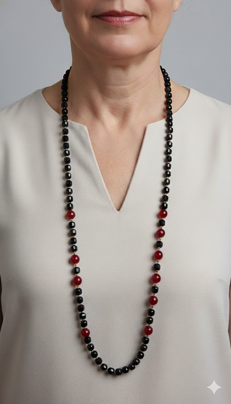 COLLANA ARTIGIANALE ONICE E GIADA BORGOGNA