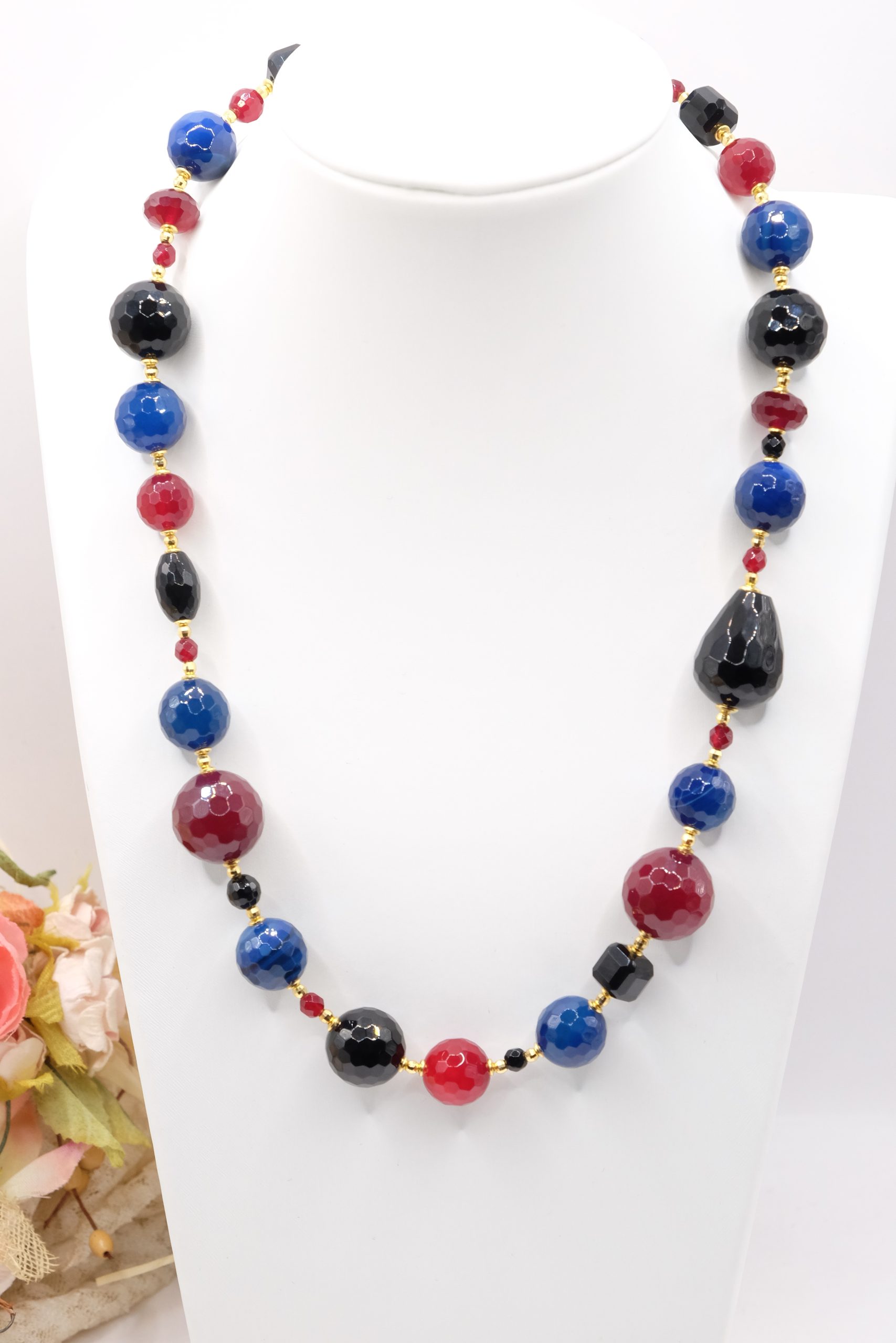 COLLANA GIADA BLU BORGOGNA ONICE ARTIGIANALE (2)