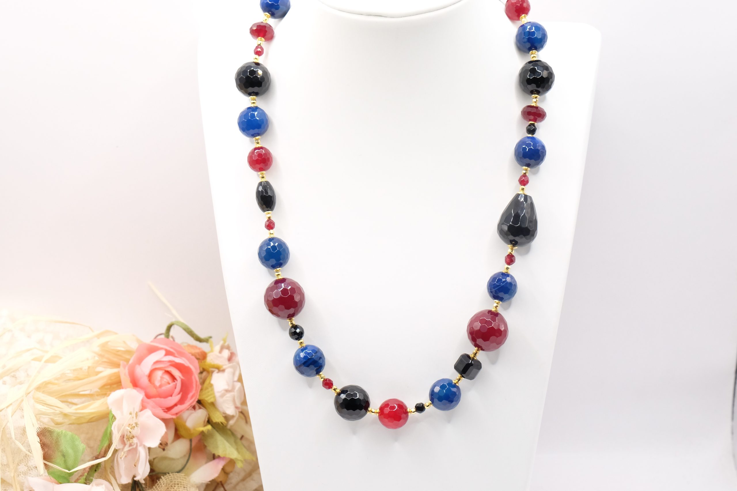 COLLANA GIADA BLU BORGOGNA ONICE ARTIGIANALE (3)