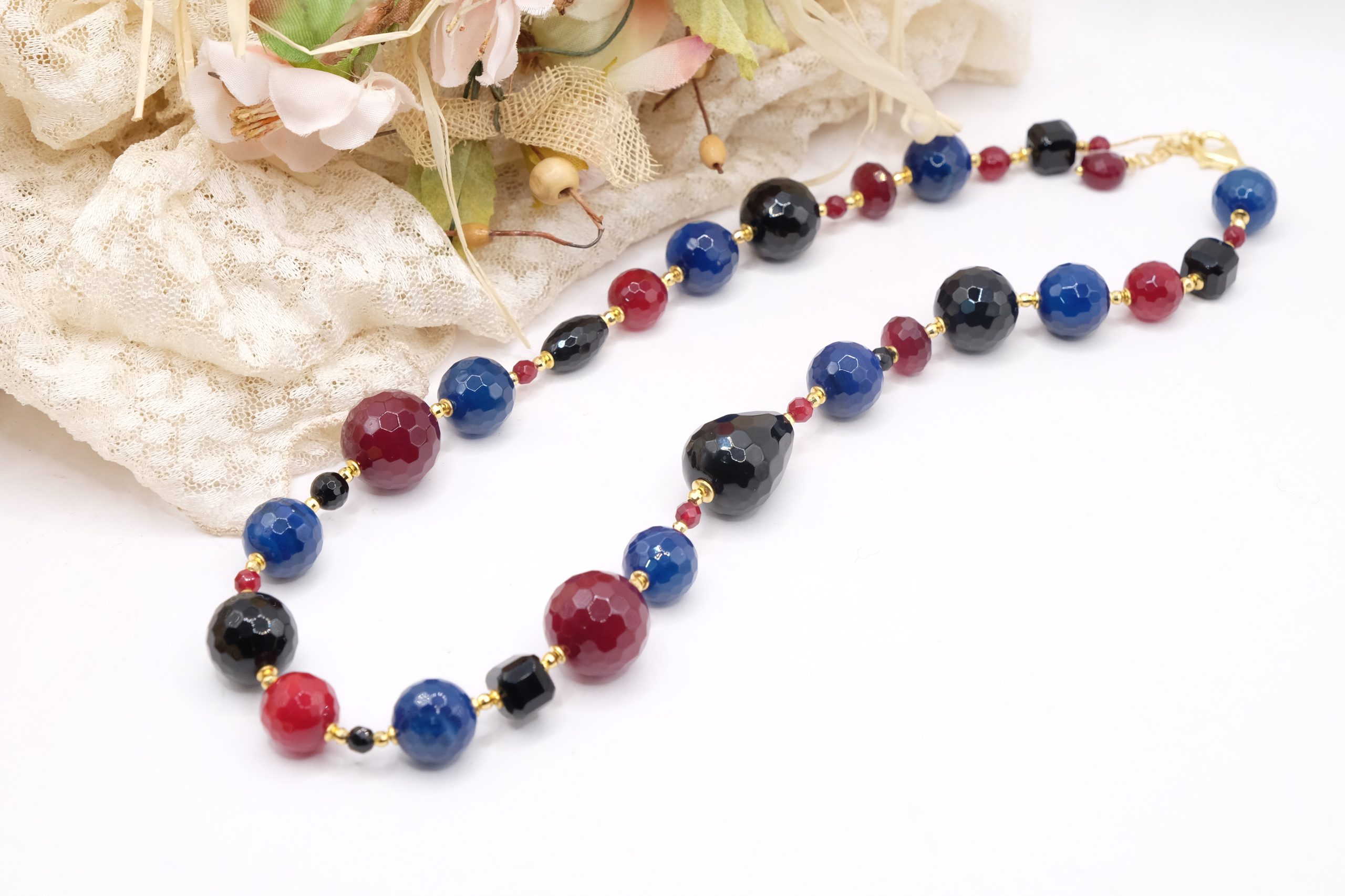 COLLANA GIADA BLU BORGOGNA ONICE ARTIGIANALE (4)