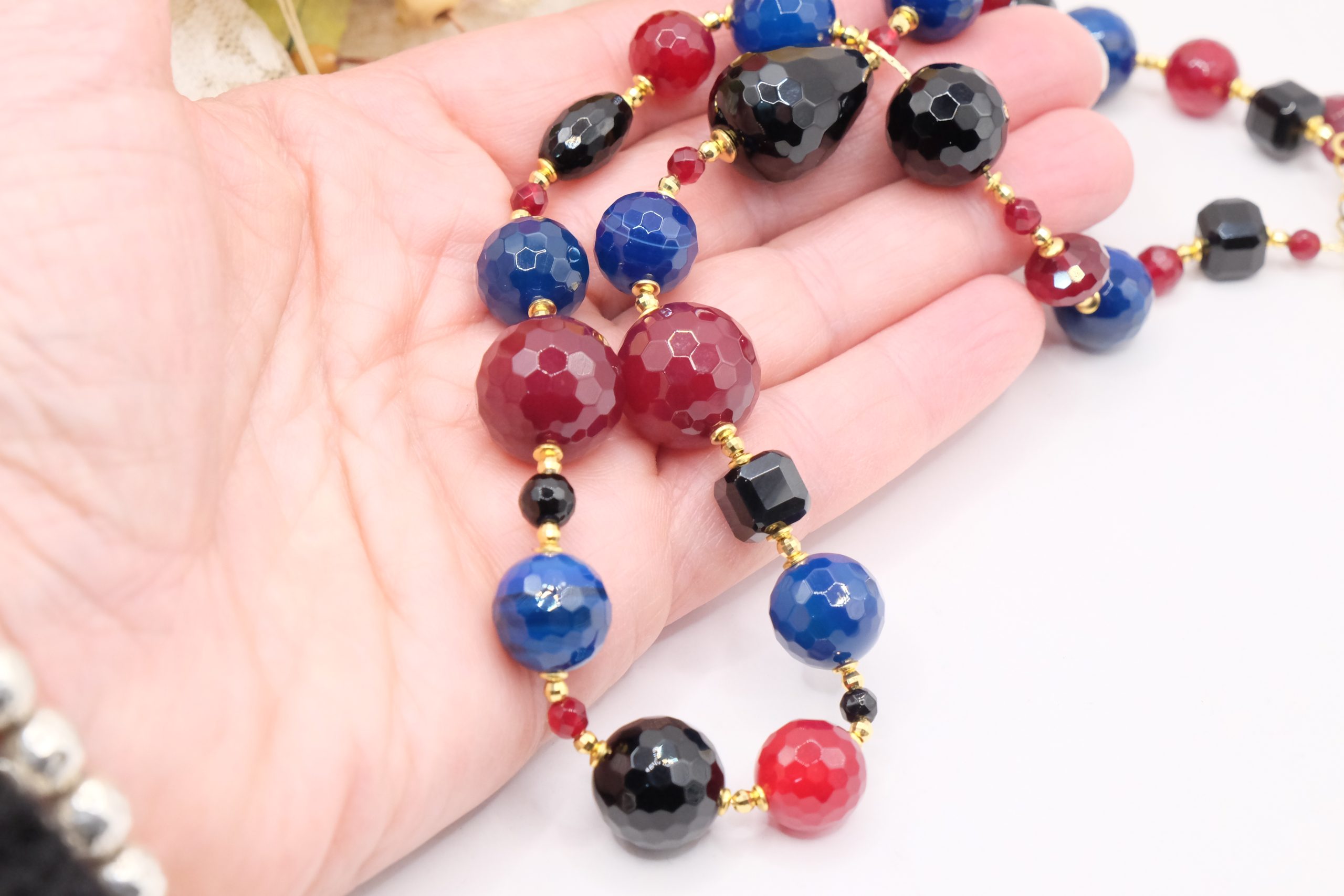 COLLANA GIADA BLU BORGOGNA ONICE ARTIGIANALE (6)