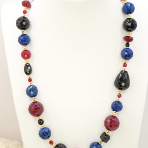 Collana Giada Blu Giada Borgogna Top Quality Ematite Argento 925