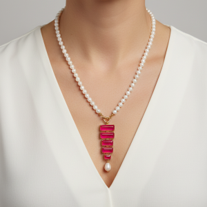 Collana Perle Naturali Pendente Staccabile Quarzo Naturale 3 Varianti