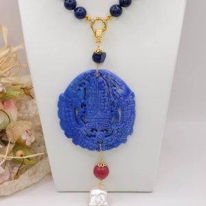 Collana Lapis Perle Naturali Mandala Staccabile Giada