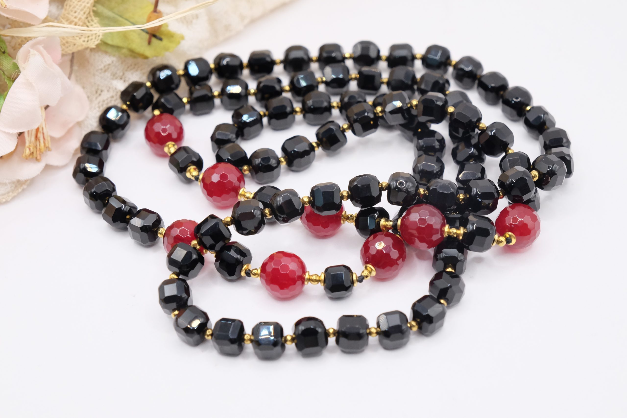 COLLANA ONICE E GIADA BORGOGNA ARTIGIANALE (5)