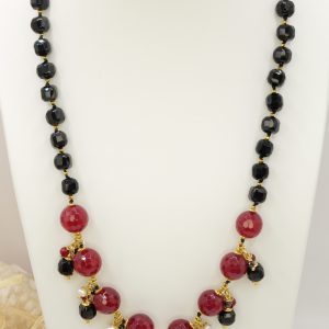 Collana Girocollo Onice Sfaccettato Giada Borgogna Ematite