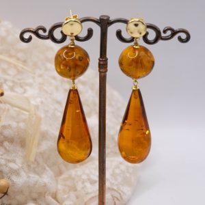 Orecchini Pendenti Ambra del Baltico Naturale Argento 925