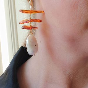 Orecchini Ambra del Baltico Perle Argento