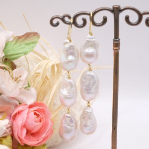 Orecchini 3 Perle Barocche Argento 925 PL oro