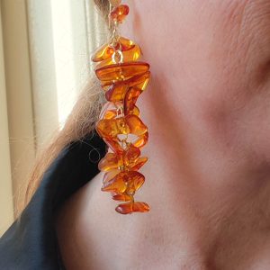 Orecchini Super Lunghi Ambra del Baltico Argento