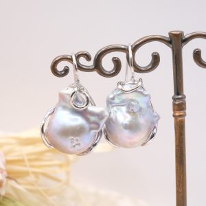 Orecchini Perle Barocche Grigie Argento Rodiato