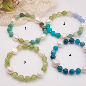 Bracciale Elasticizzato Pietre e Perle Naturali