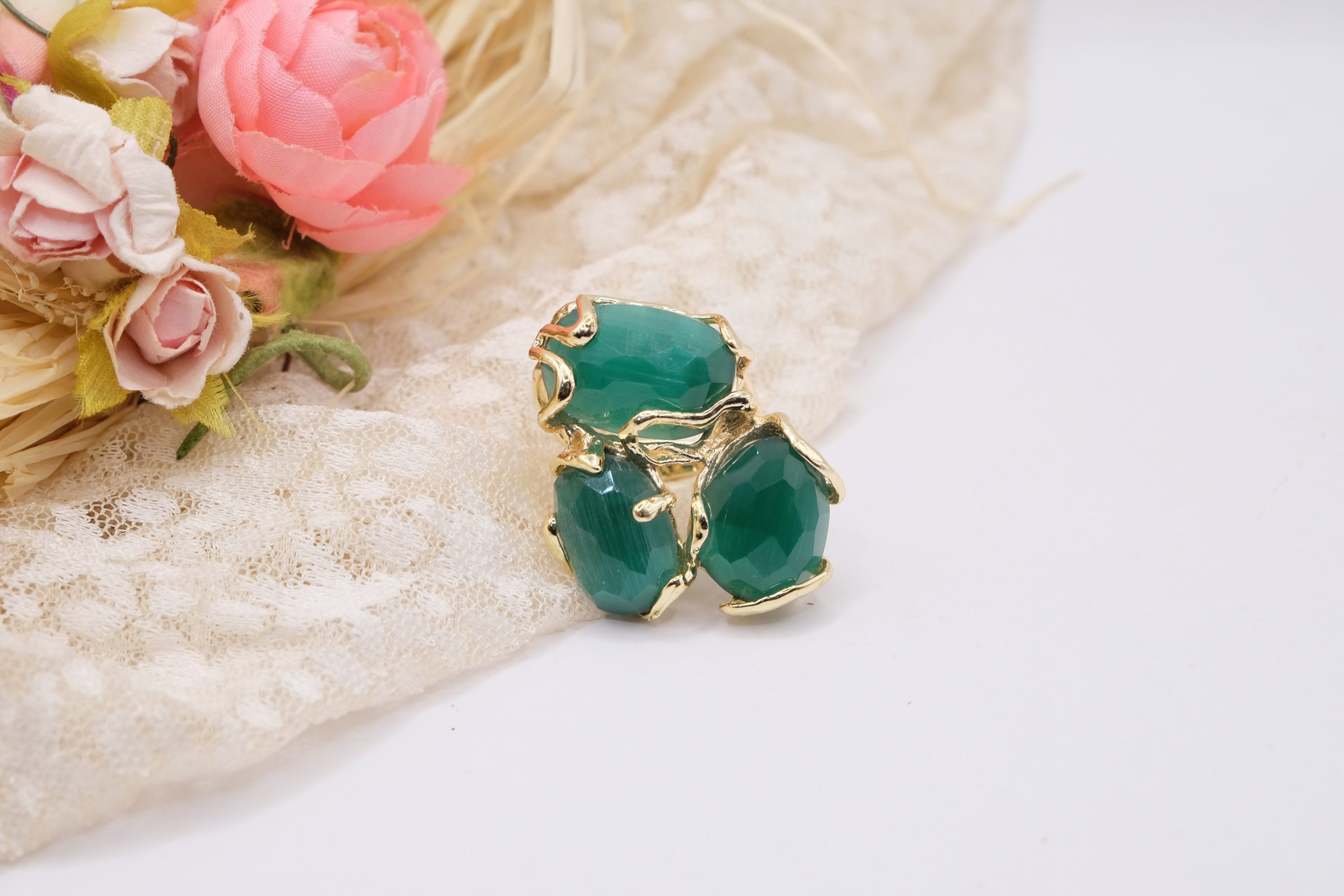 ANELLO 3 OCCHIO DI GATTO VERDE OTTONE (1)