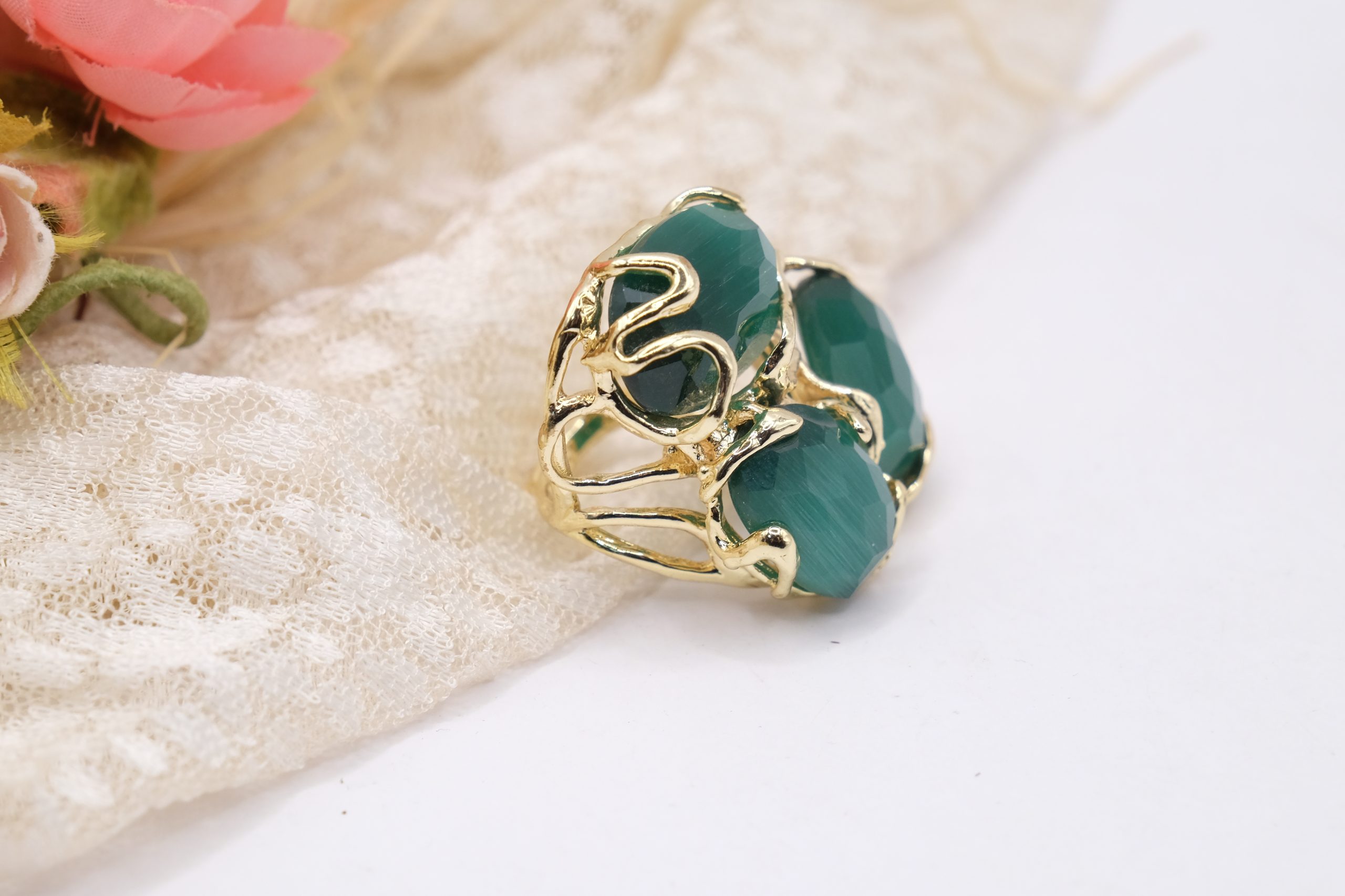 ANELLO 3 OCCHIO DI GATTO VERDE OTTONE (2)