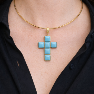 Collana o Ciondolo Pendente Croce Ottone Pietre Varie 8 Varianti