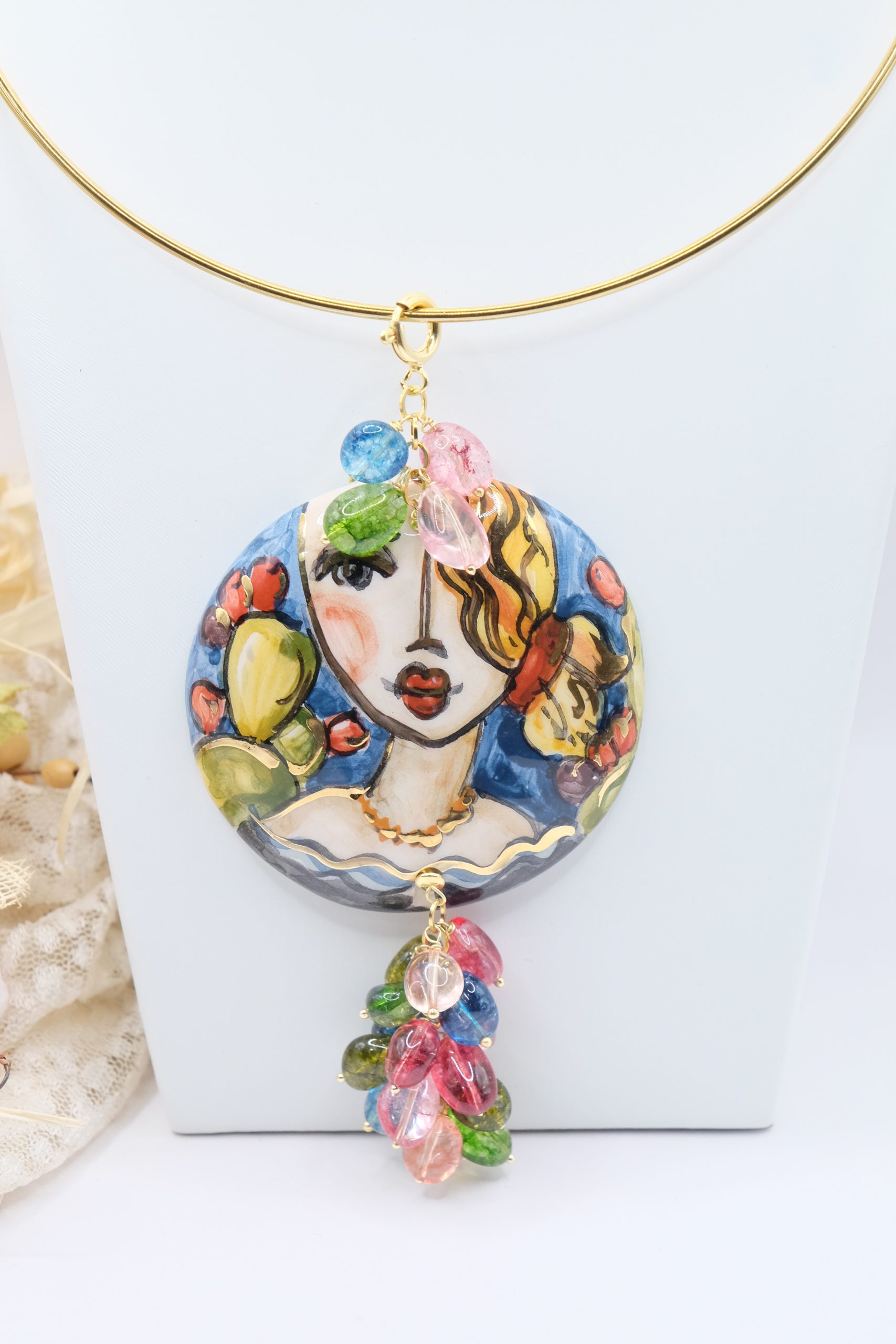 CALTAGIRONE CERAMIC PENDANT HANDCRAFTED (1)