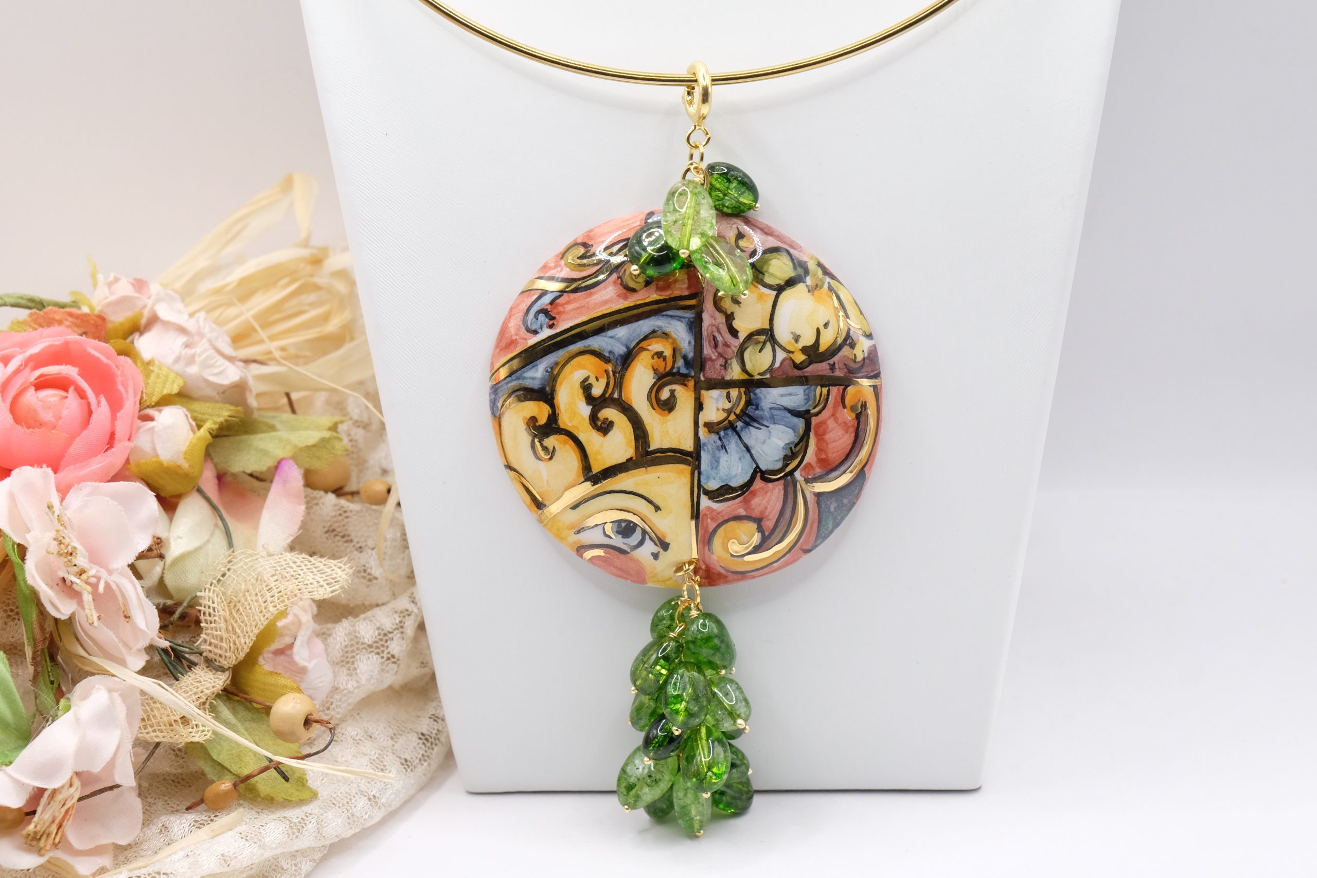 CALTAGIRONE CERAMIC PENDANT HANDCRAFTED (4)