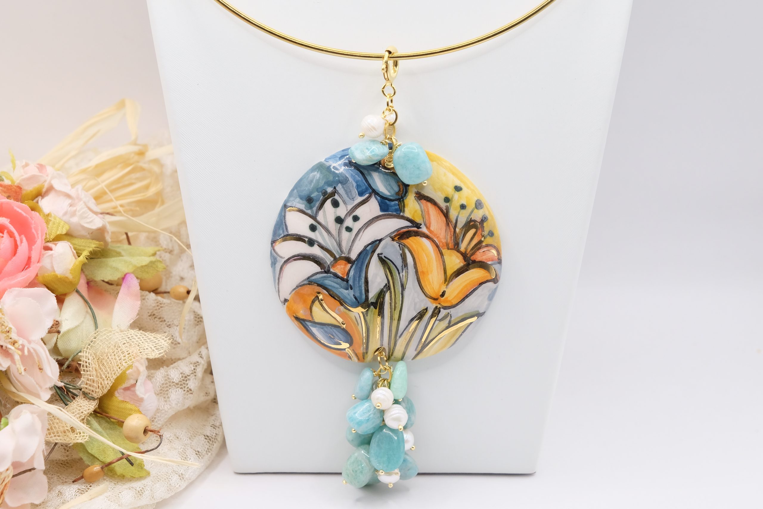 HANDMADE CALTAGIRONE CERAMIC PENDANT (5)