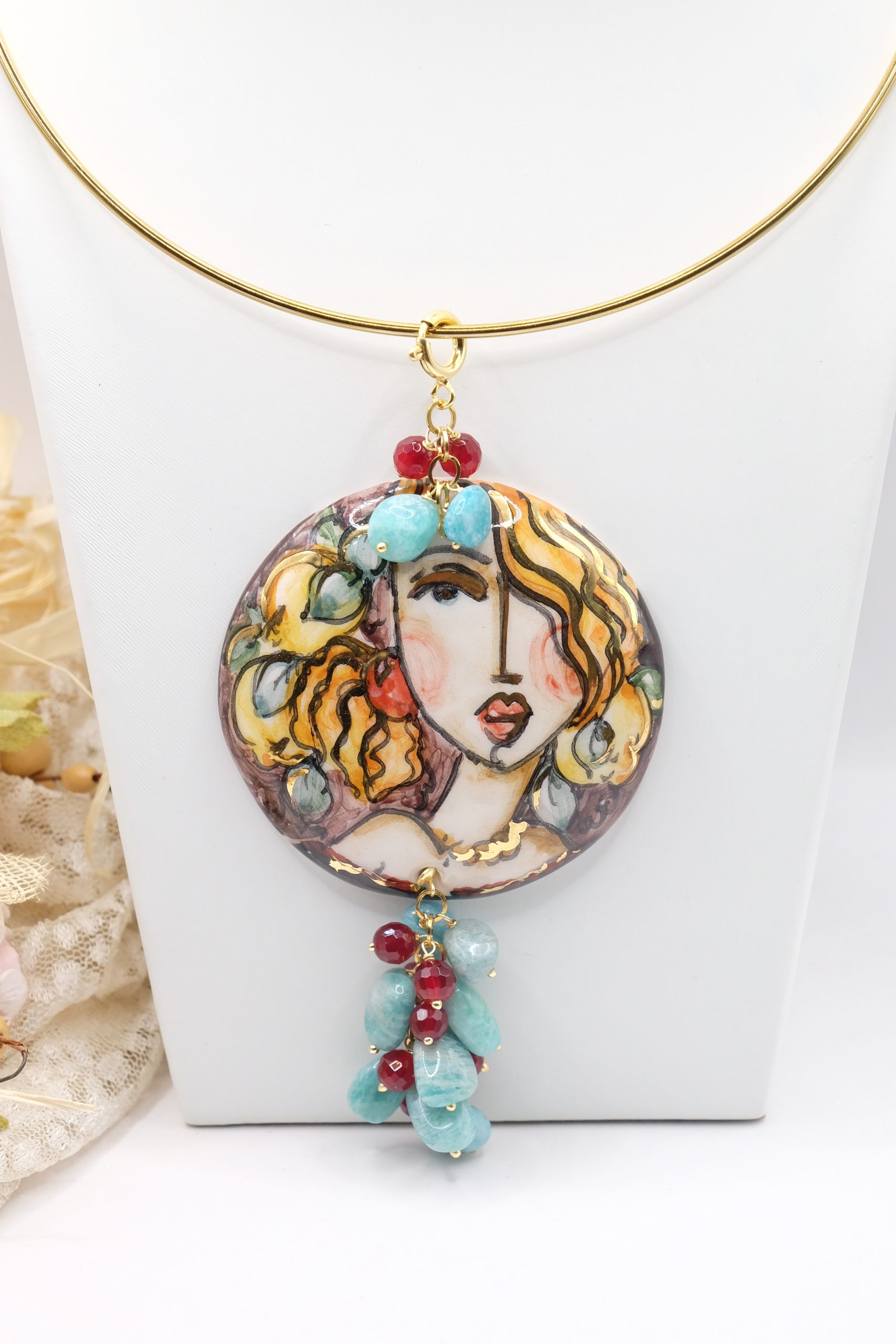 CALTAGIRONE CERAMIC PENDANT HANDCRAFTED (7)