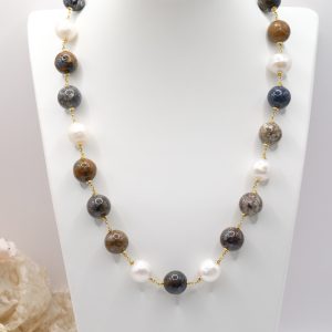 Collana Agata Botswana Perle Argento 925