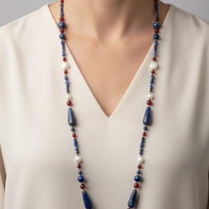 Collana Charleston Chanel Lapis Perle Naturali Ematite Gold