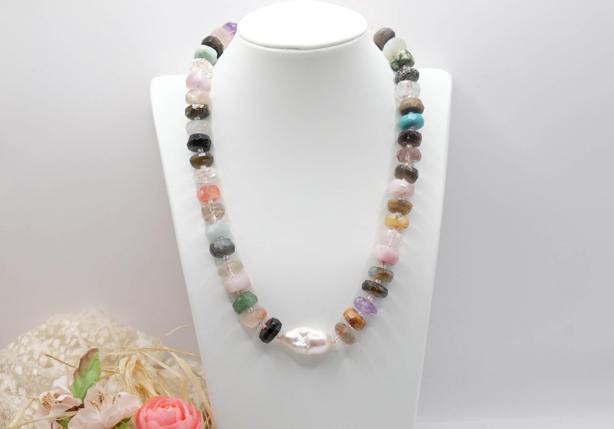 HANDMADE MULTI-GEM NECKLACE 925 SILVER (2)
