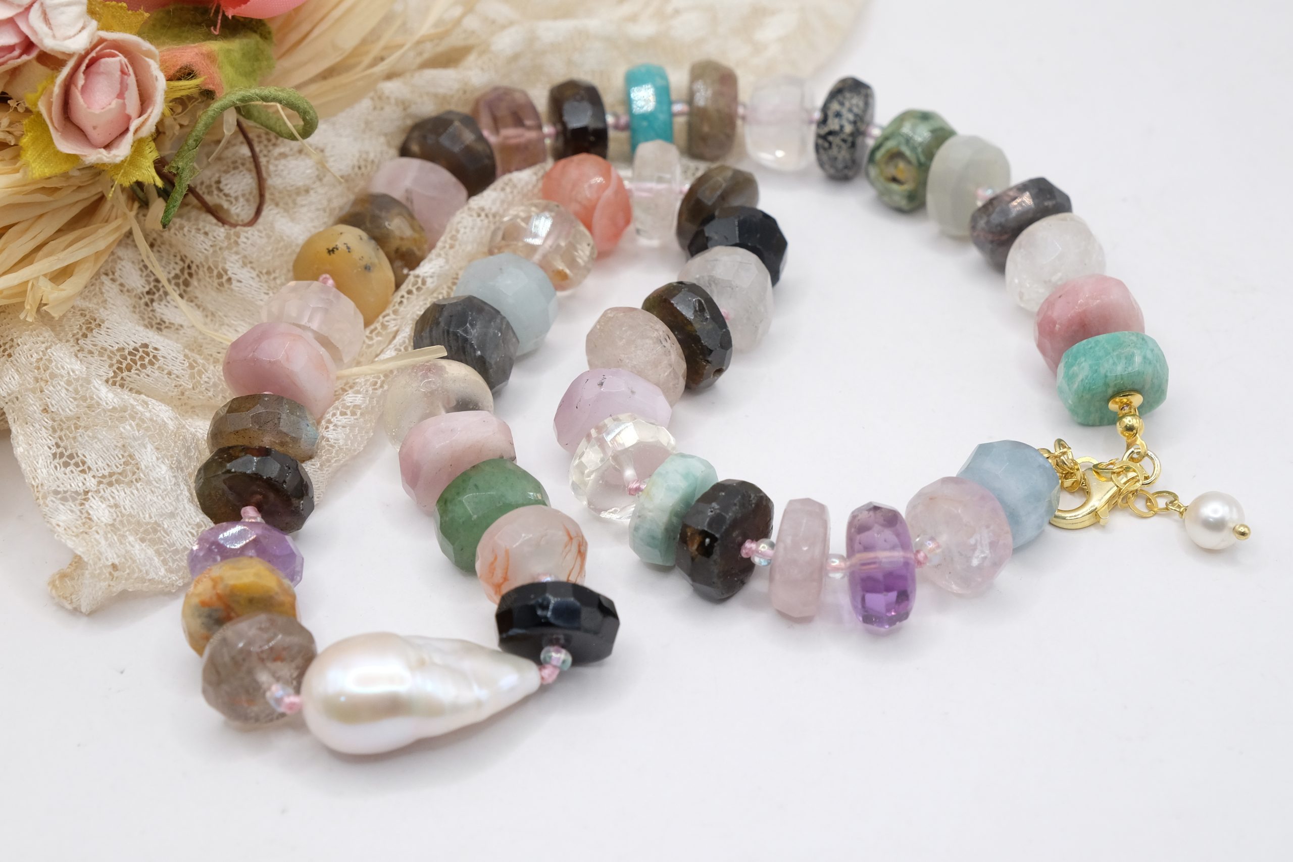 HANDMADE MULTI-GEM NECKLACE 925 SILVER (3)