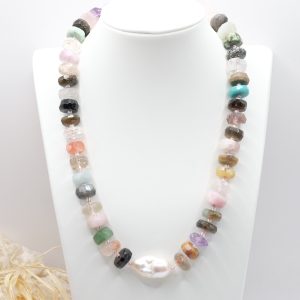 Collana Artigianale Multi Gemme Perla Argento