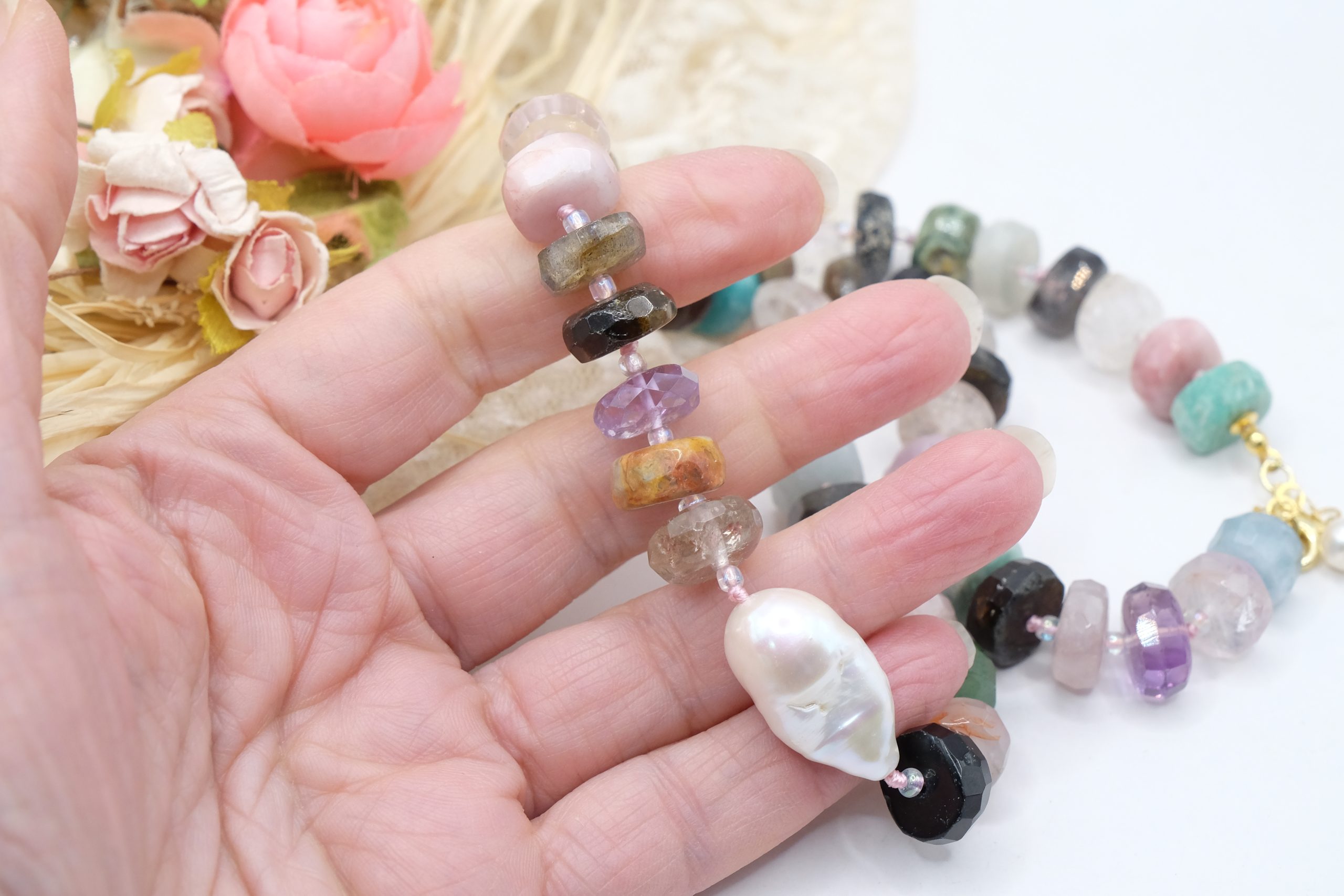 HANDMADE MULTI-GEM NECKLACE 925 SILVER (4)