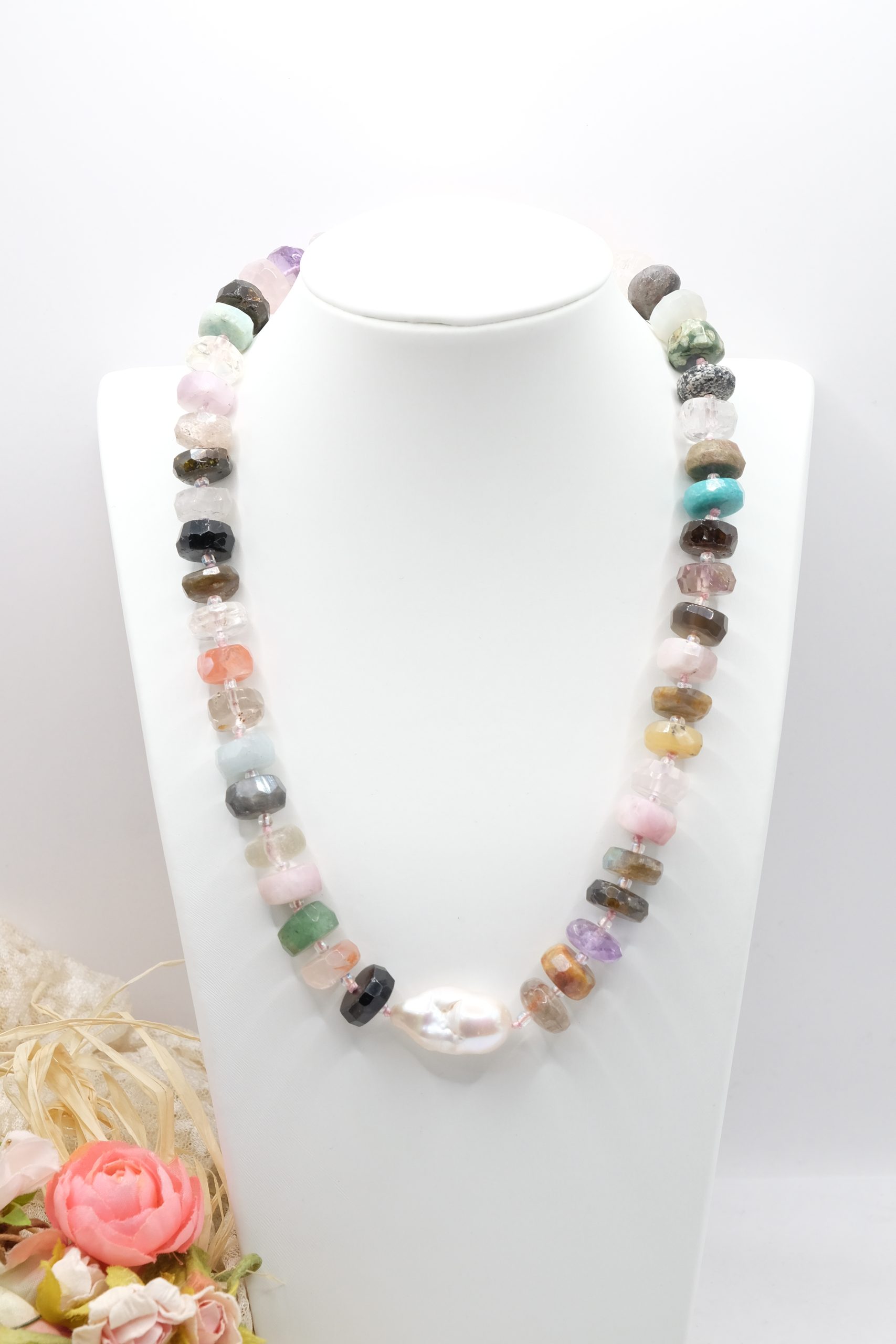 HANDMADE MULTI-GEM NECKLACE IN 925 SILVER