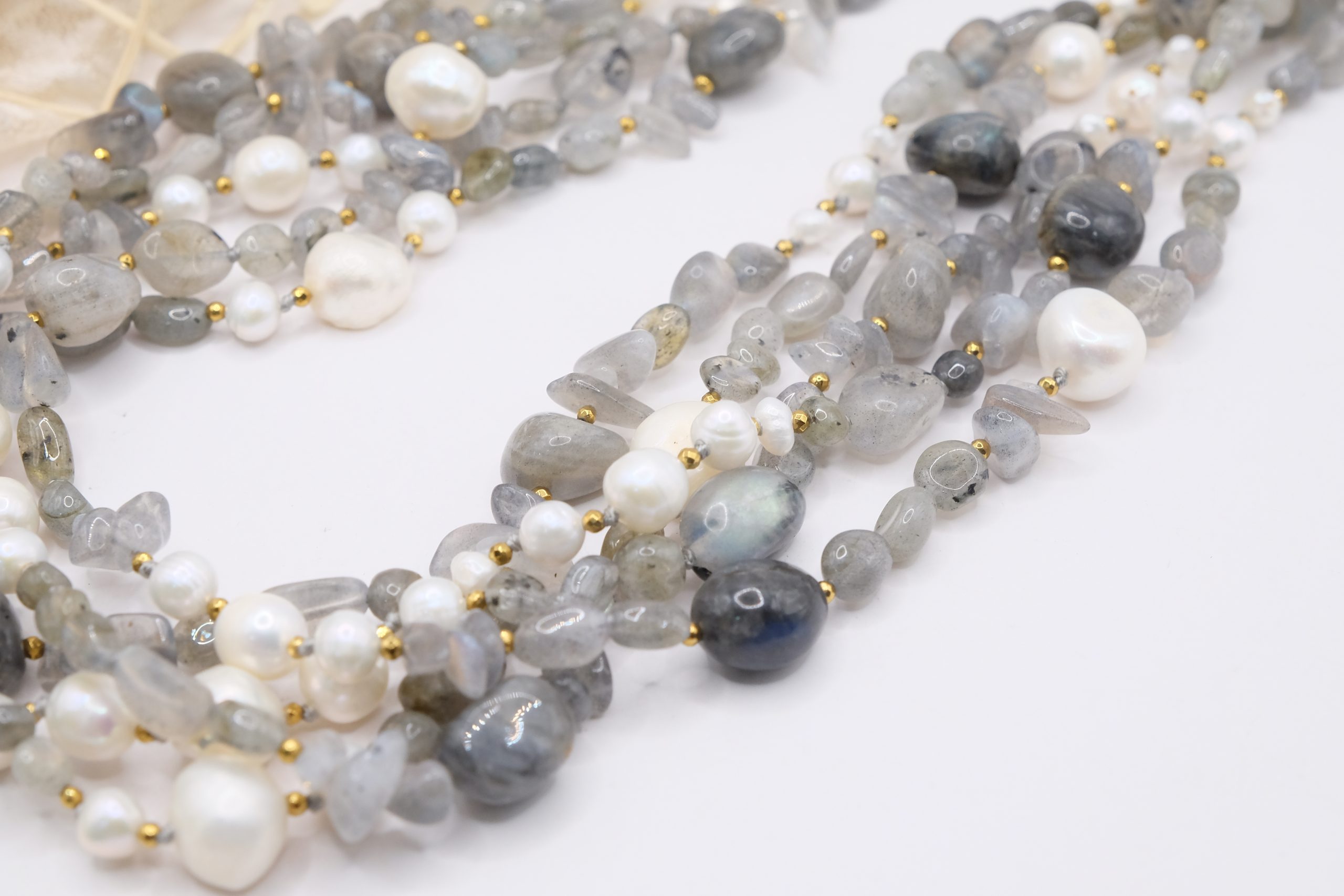 COLLANA ARTIGIANALE MULTIFILO PERLE ARGENTO 925 EMATITE (6)