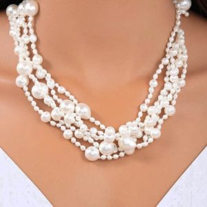 Collana Multifilo Artigianale Perle Bianche Naturali