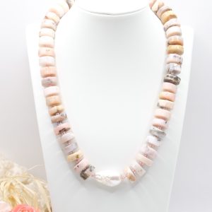 Collana Artigianale Opale Rosa Perla Argento
