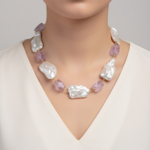 Collana Artigianale Perle Quadrate Ametista Argento 925