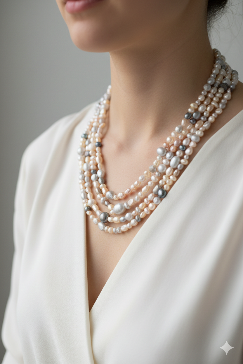 COLLANA CHANEL PERLE NATURALI CHARLESTON VARI COLORI