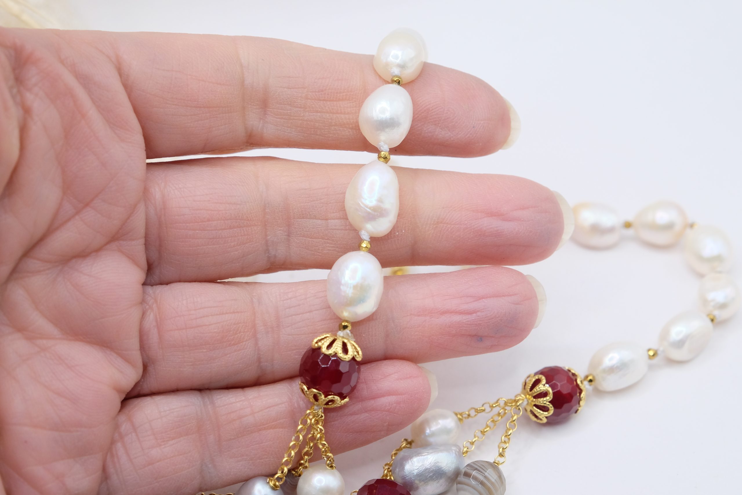 COLLANA MULTIFILO AGATA BOTSWANA GIADA BORGOGNA PERLE ARGENTO 925 DORATO EMATITE (1)