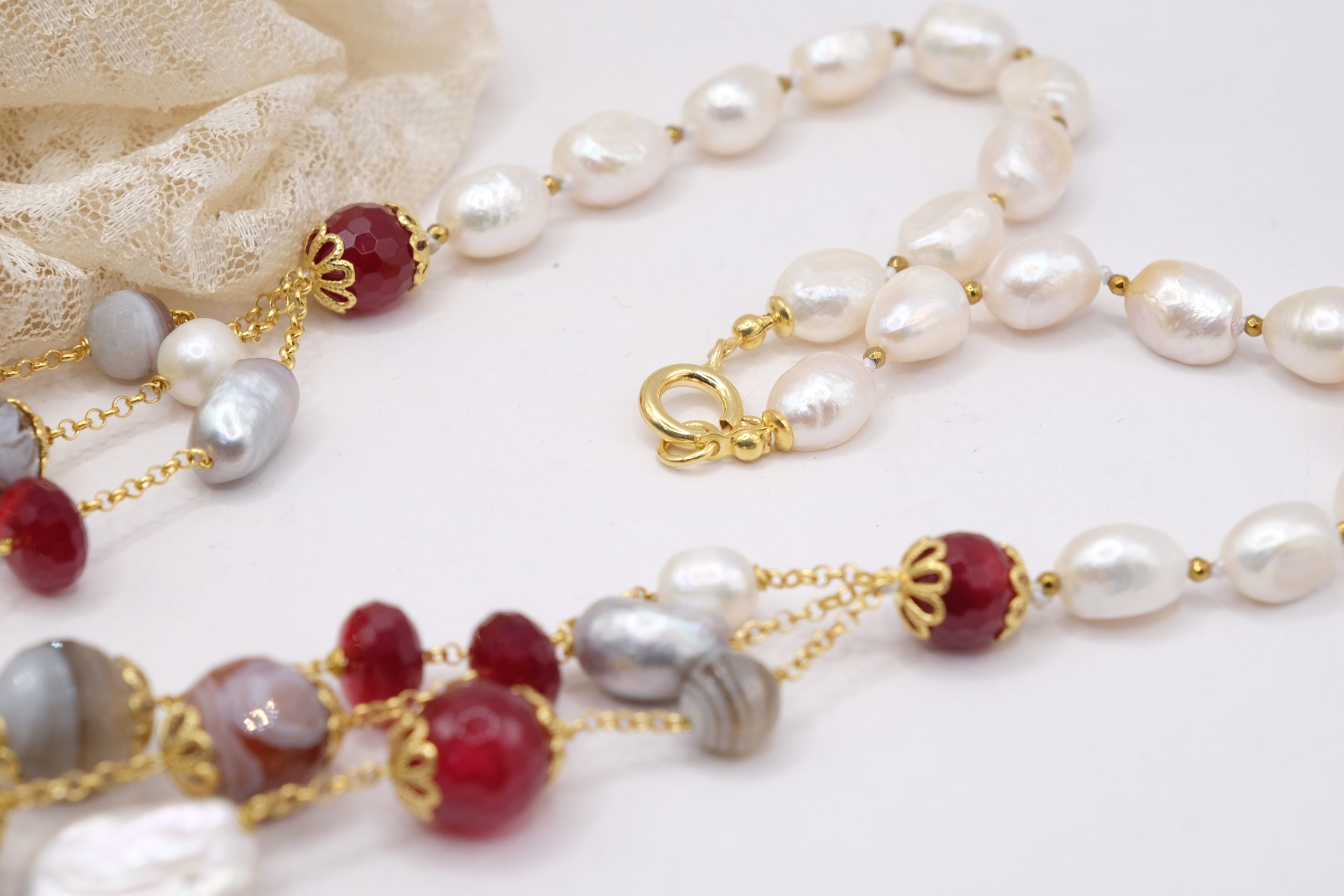 COLLANA MULTIFILO AGATA BOTSWANA GIADA BORGOGNA PERLE ARGENTO 925 DORATO EMATITE (7)