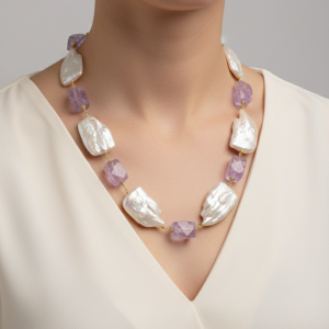 Collana Artigianale Perle Quadrate Ametista Argento 925