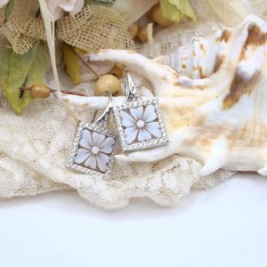 Orecchini Cammeo Quadrato Sardonico Torre del Greco Dalia Zirconi Argento