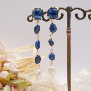 Orecchini Lunghi Lapis Perla Occhio di Gatto