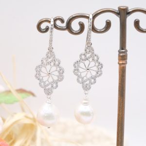 Orecchini perle Barocche Argento 925 Zirconi Silver