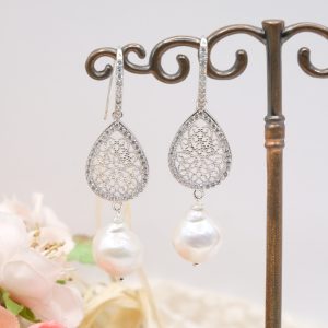 Orecchini perle Barocche Argento 925 Zirconi Silver