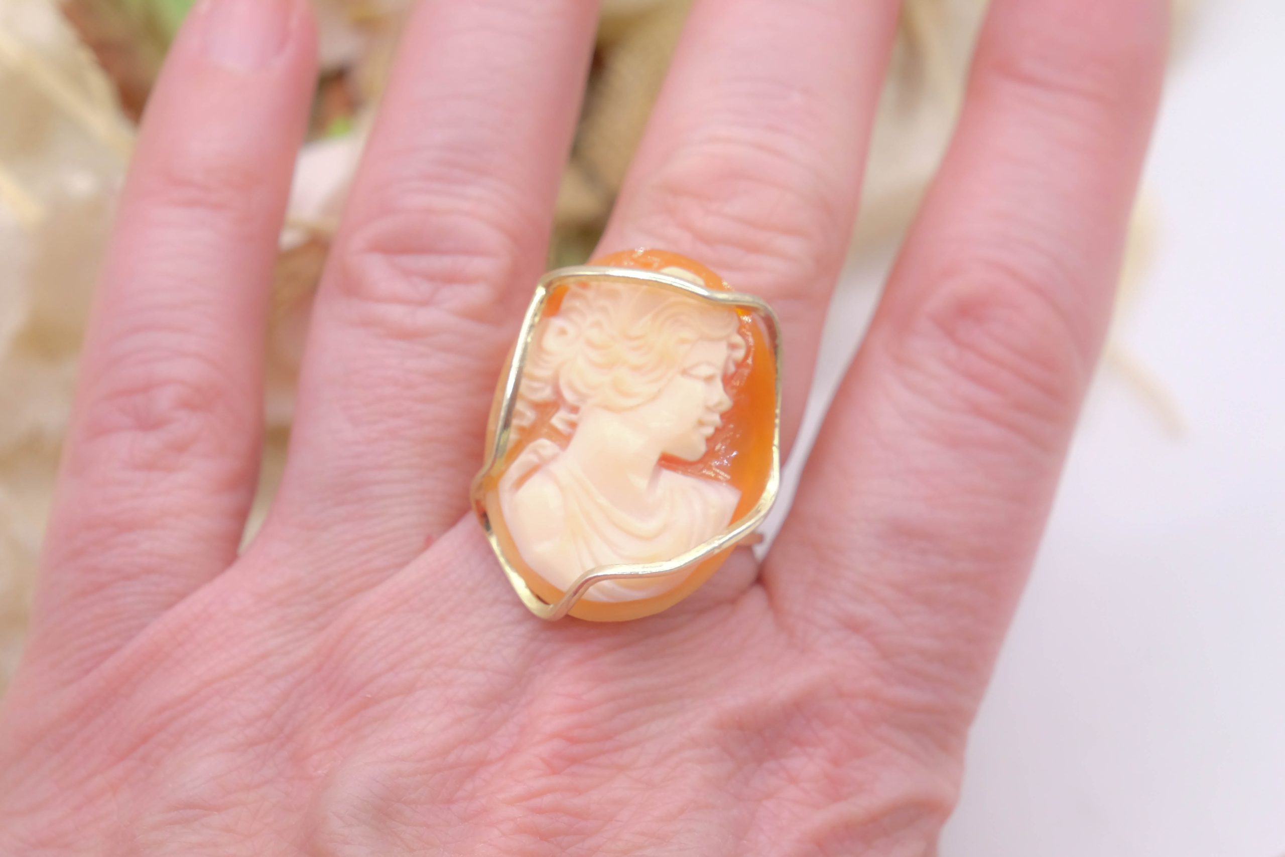 ANELLO ARTIGIANALE CAMMEO DI TORRE DEL GRECO ARGENTO PLACCATO ORO (1)