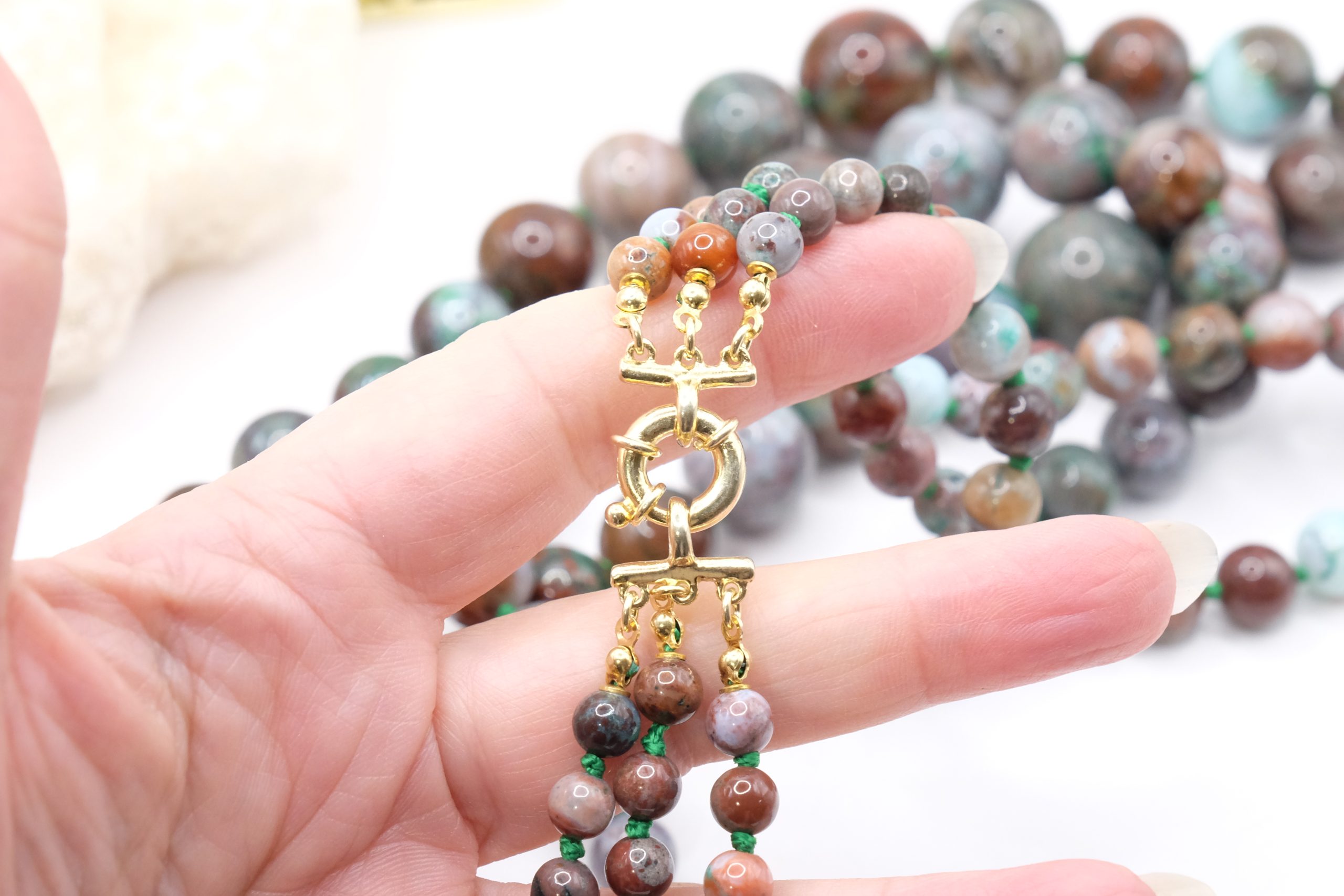 HANDMADE CHRYSOCOLLA NECKLACE 925 SILVER GOLD PLATED (2)