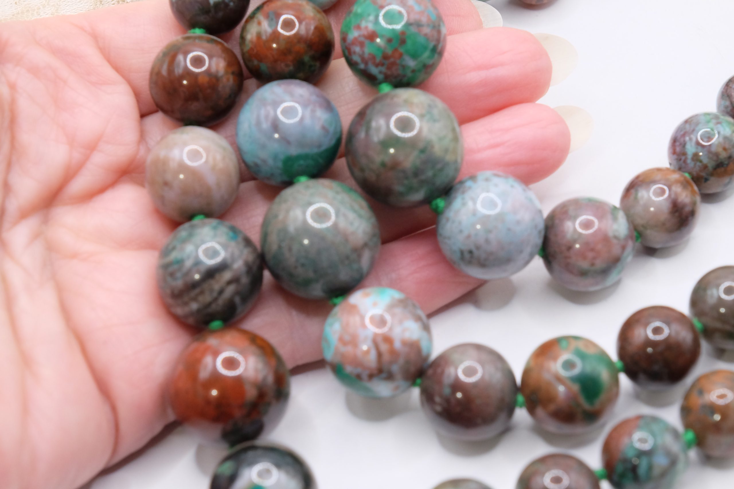 HANDMADE CHRYSOCOLLA NECKLACE 925 SILVER GOLD PLATED (5)