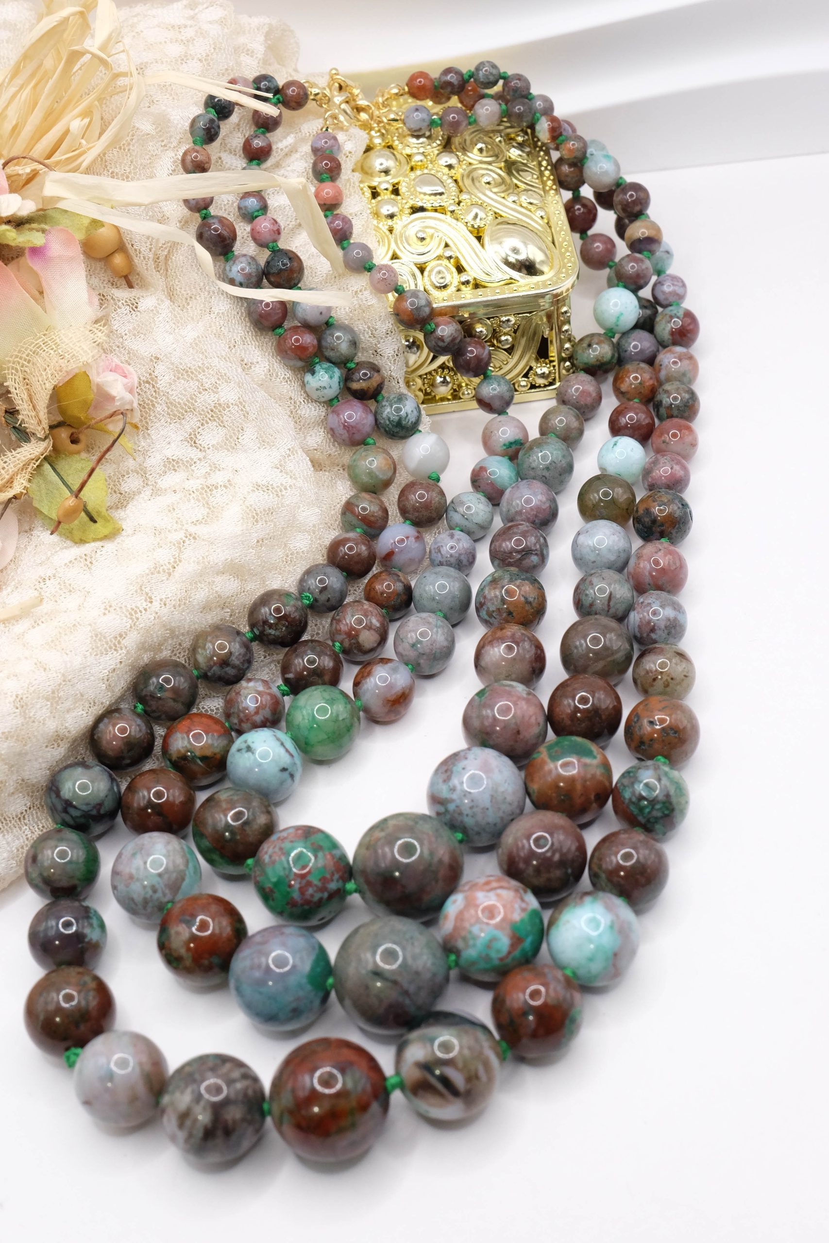 HANDMADE CHRYSOCOLLA NECKLACE 925 SILVER GOLD PLATED (6)