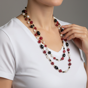 Collana Charleston Chanel Perle Giada Borgogna Onice Perle Ematite